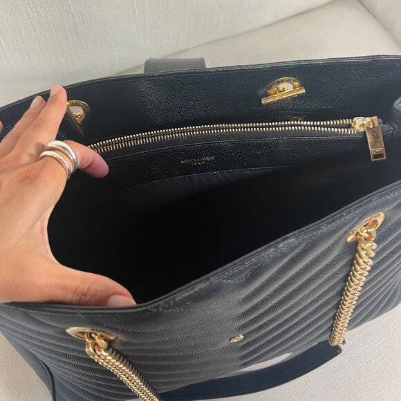 Saint Laurent Grain De Poudre Monogram Matelasse Chevron Bag Large - Picture 11 of 13